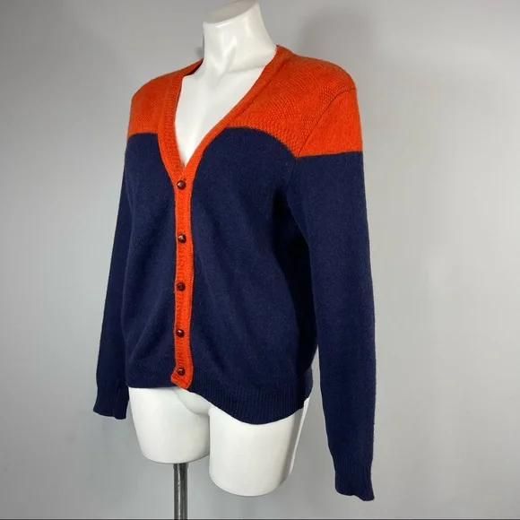Monsieur Lacenaire mod 60’s grandpa cardigan sweater color block wool france M - Picture 6 of 16